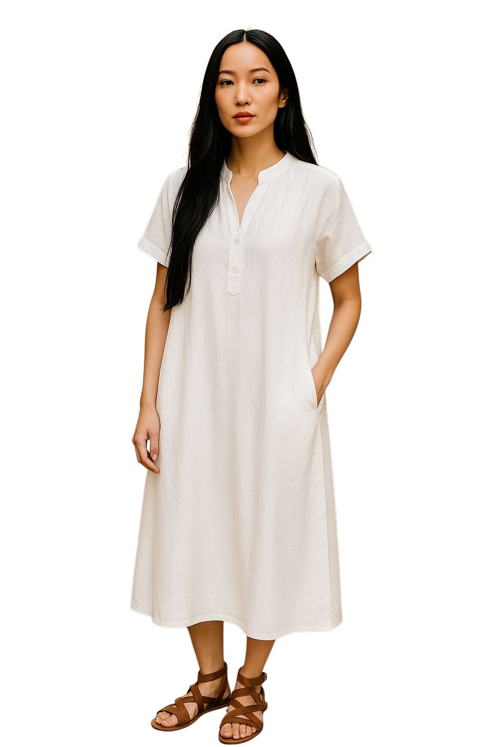 Flax Cafe Dress, Size: P, Color: White