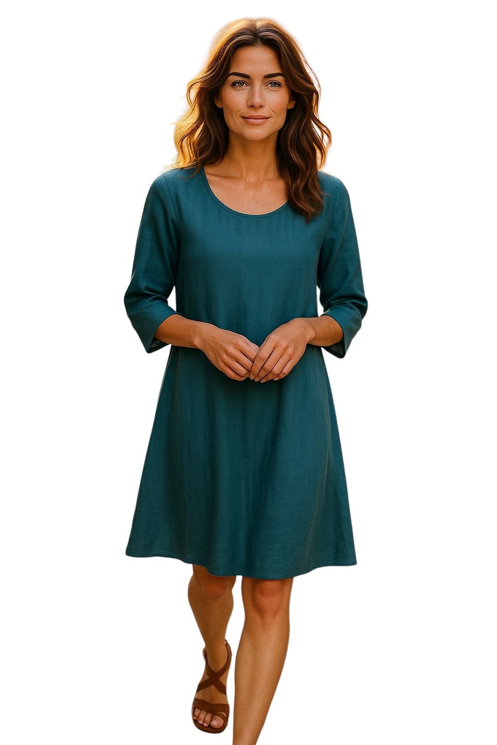 Flax Happy Gathers Dress, Size: P, Color: Dark Teal