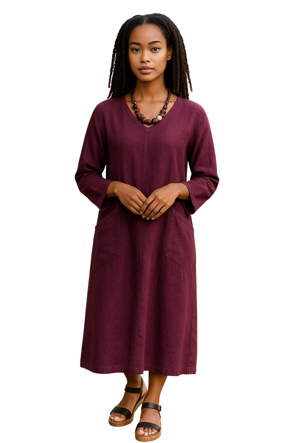 Flax Vintage Dress, Size: P, Color: Mulberry
