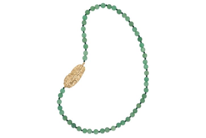 Banana Leaf Asymmetrical Necklace Bronze