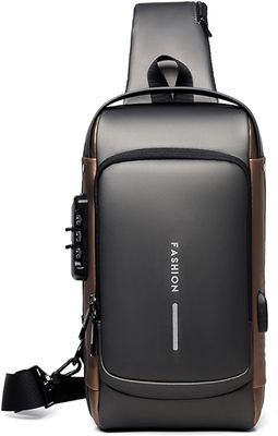 Brusttasche Sling Bag Geschäft Schultertasche mit USB-Ladeanschluss Passwortschutz Crossbody Bag Umhängetasche Wasserdicht für Reisen Wandern mehrere Taschen Sling Daypacks
