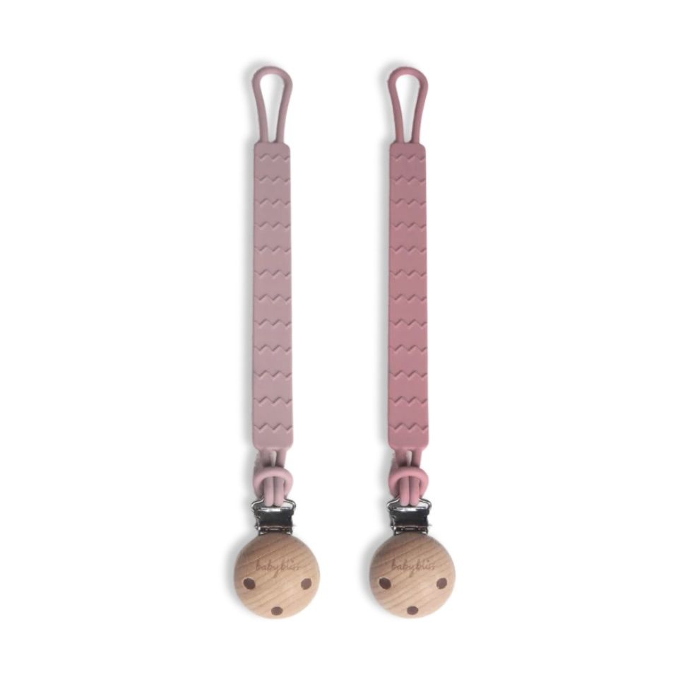 Pacifier Clip, Colour: Dusty Rose &amp; Dusty Pink