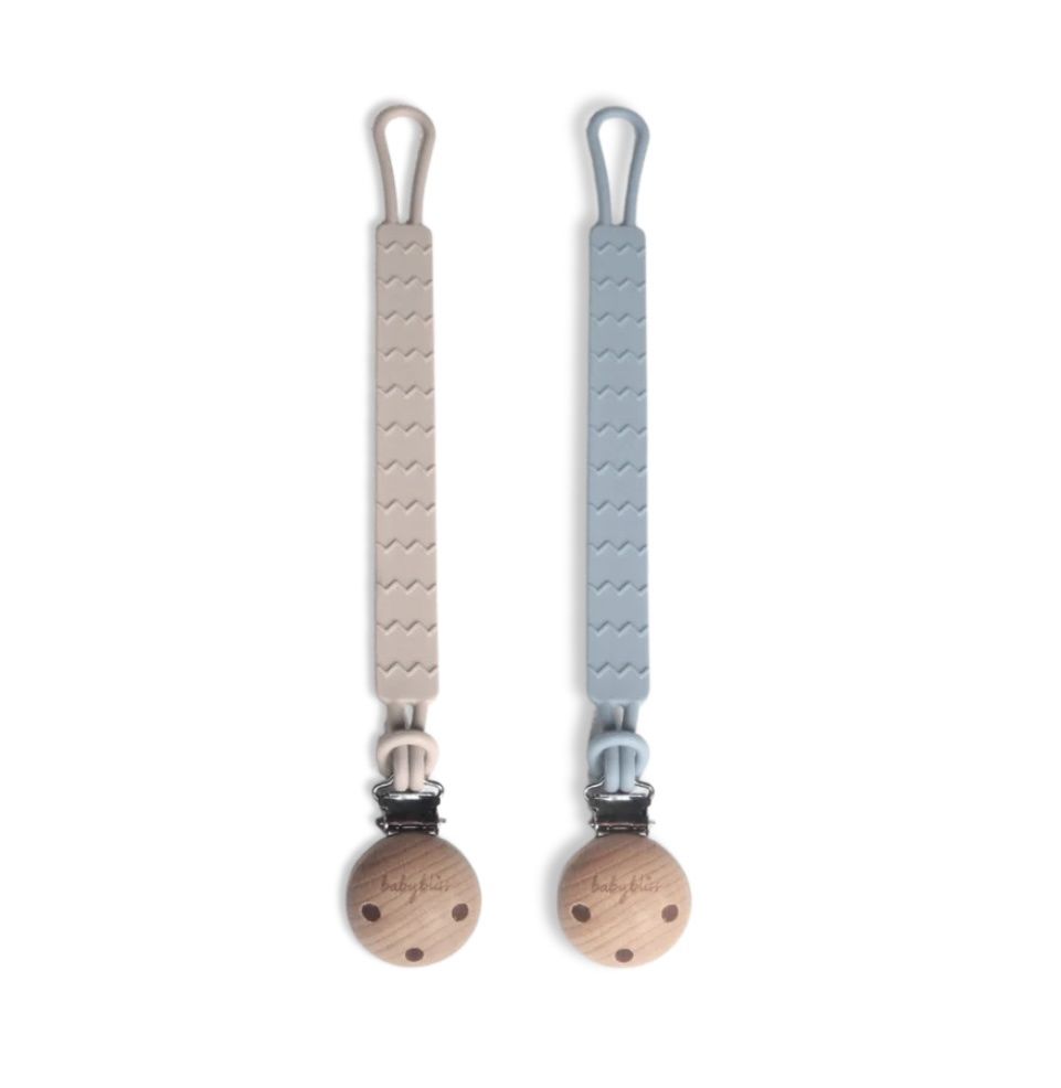 Pacifier Clip, Colour: Arctic Blue &amp; Beige