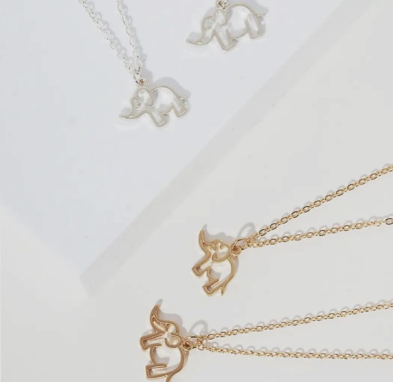 Mama, Baby Elephant Necklace