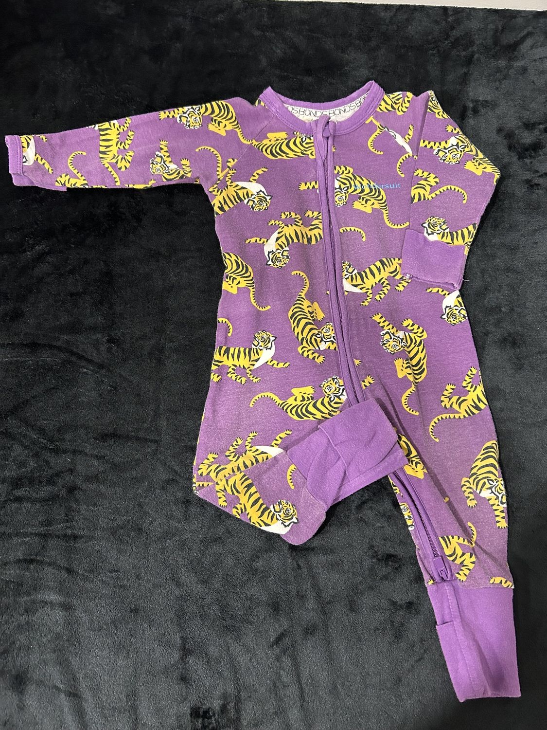 3-6m Bonds Sleeper Purple Tiger