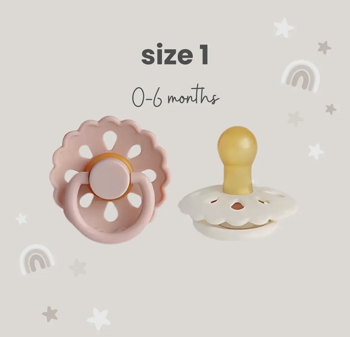 Natural Latex Pacifiers, Colour: Blush &amp; Cream, Size: 0-6m