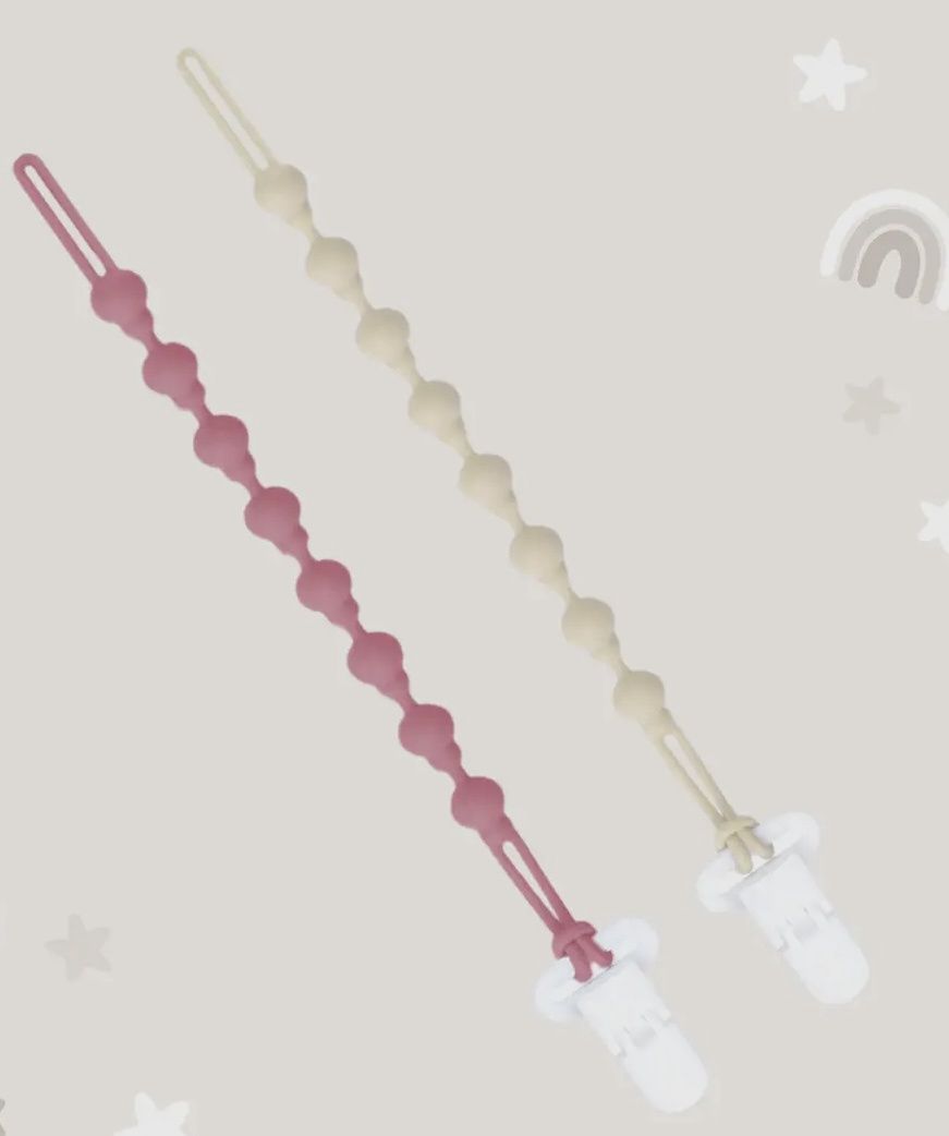 Pacifier Clips, Colour: Almond &amp; Rose