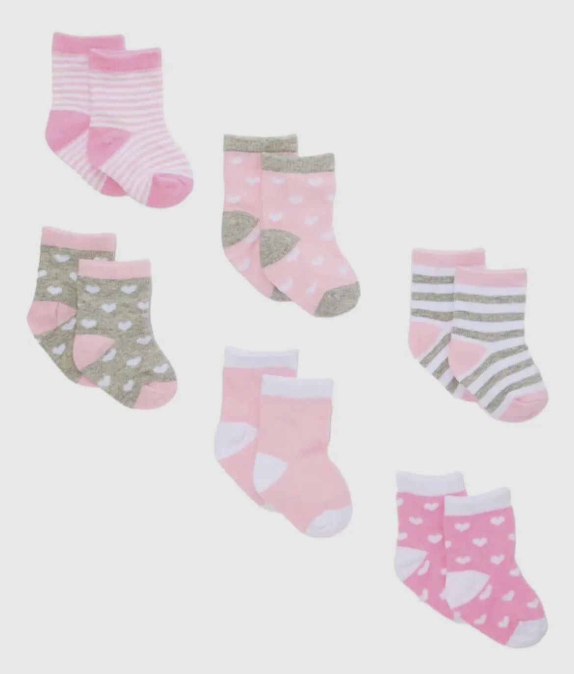 6 Pk Stars Socks, Colour: Pink, Size: 0-6m