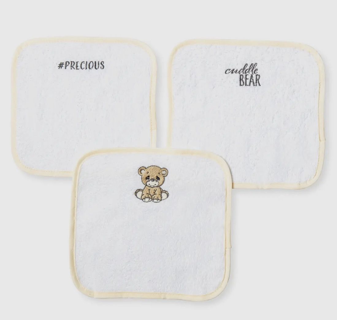 3 Pk Washcloth Bear