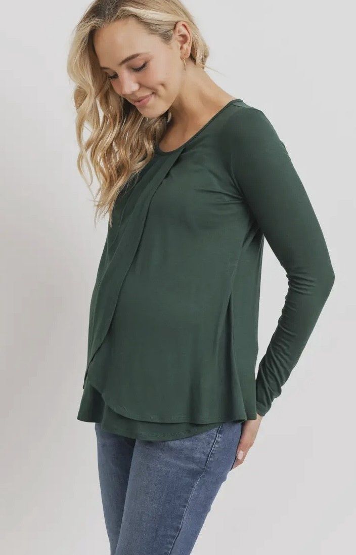 Green Overlap Nursing Top