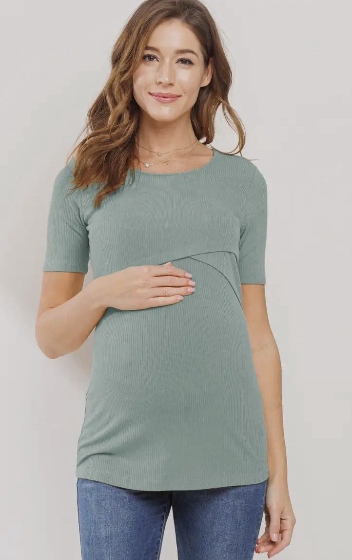 Mint Double Layer Nursing SS Top
