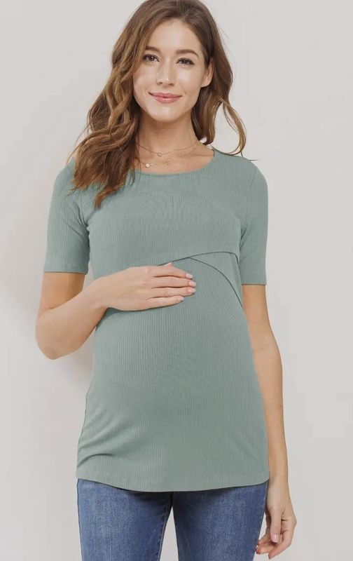 Mint Double Layer Nursing SS Top