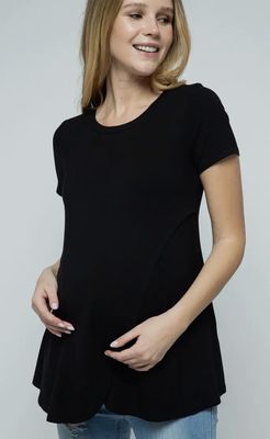 Black Short Sleeve Nursing Top Tulip