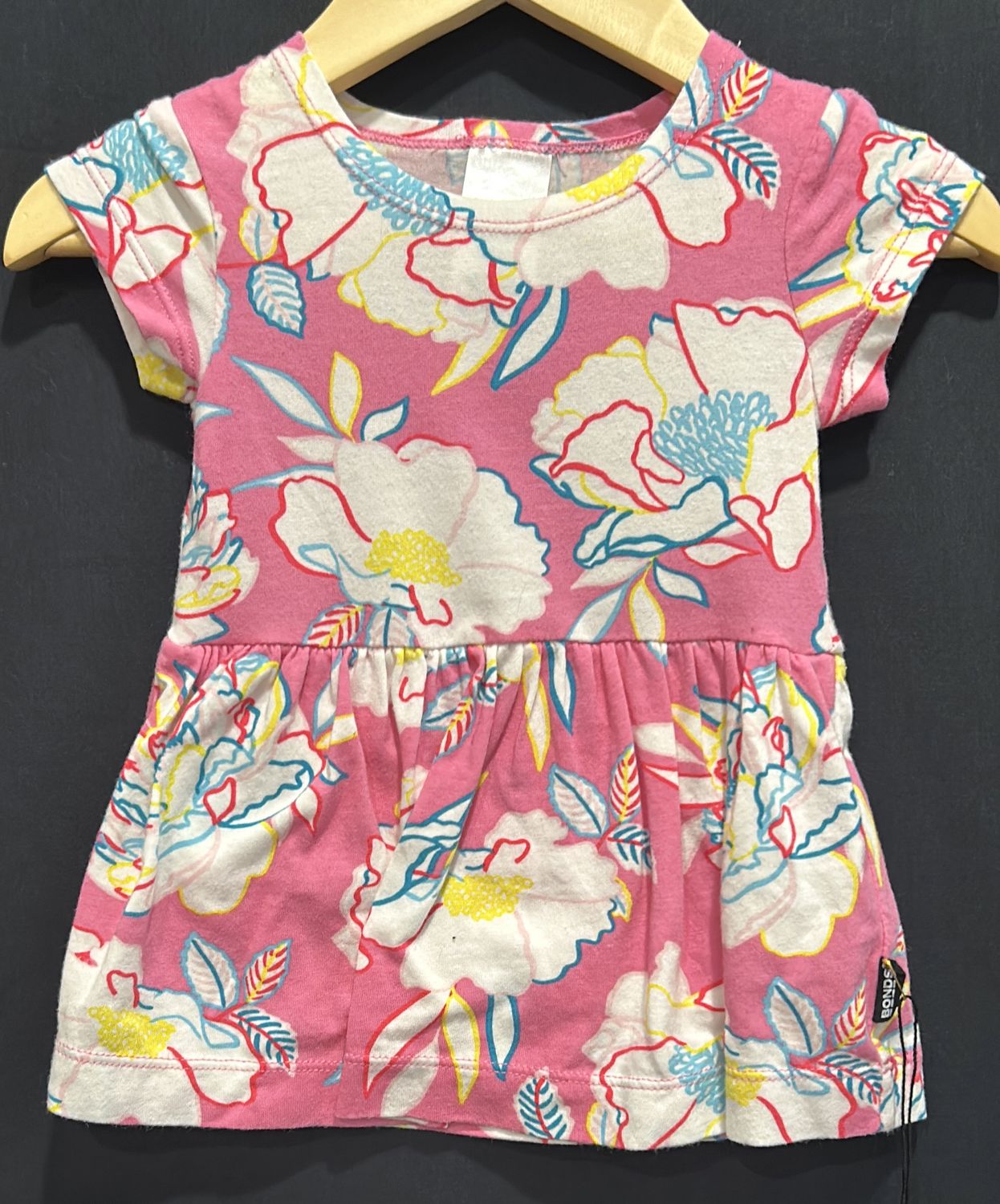 0-3m Bonds Pink Floral Skirted Onesie