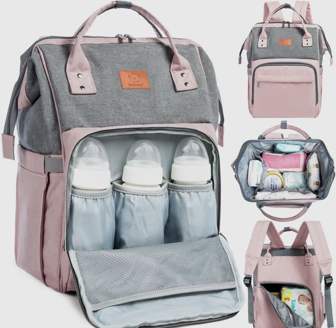 Original Diaper Backpack Pink Grey