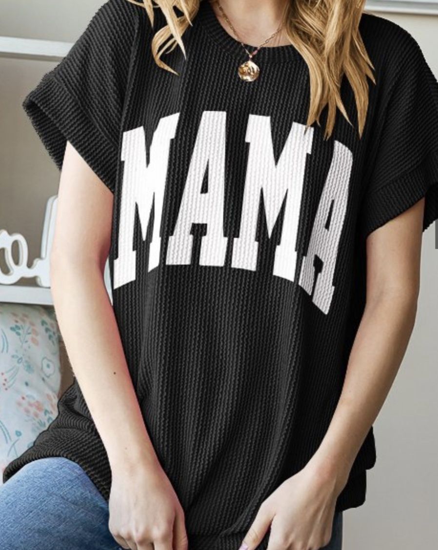 Ribbed MAMA Top, Size: SM, Colour: Black