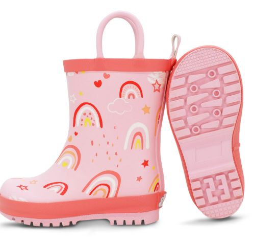 Puddle- Dry Rain Boots, Size: 5, Colour: Pink Rainbow