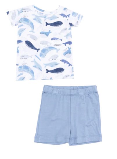 Blue Whales Short Lounge Set, Size: 12-18M