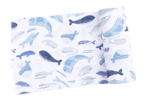 Blue Whales Swaddle Blanket, Size: O/S