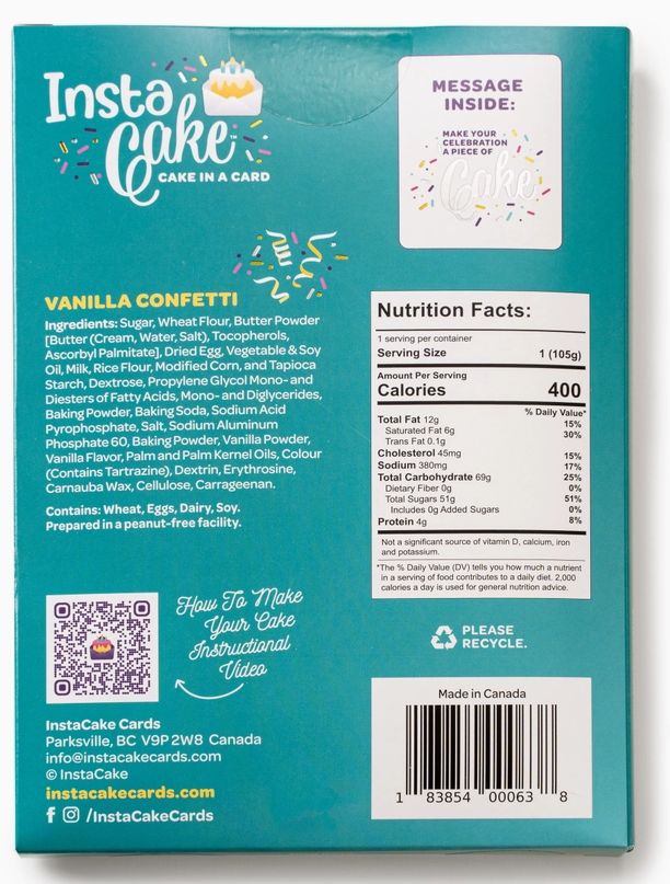 Teal Happy Birthday Cake Card, Flavour: Vanilla Confetti