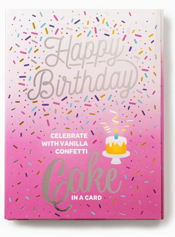 Pink Happy Birthday Cake Card, Flavour: Vanilla Confetti
