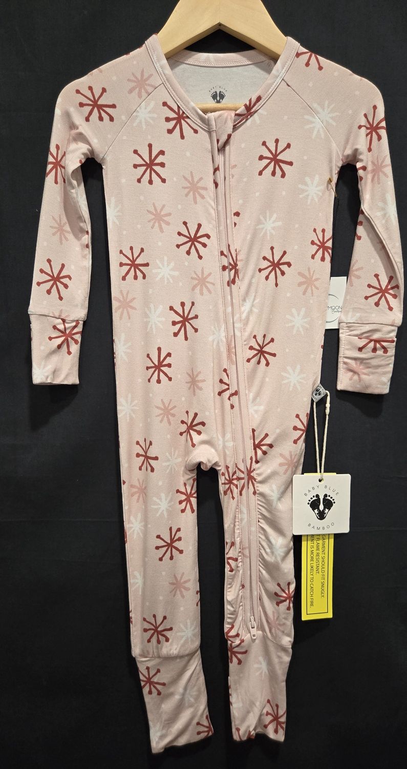 6-12m Baby Blue Bamboo Snowflake Sleeper