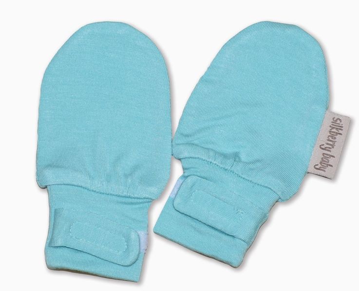 Bamboo No Scratch Mitts, Colour: Aqua