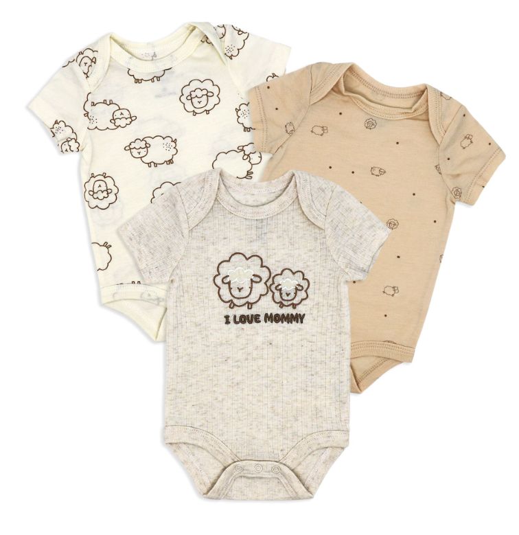 Neutral 3Pk Onesies Sheep