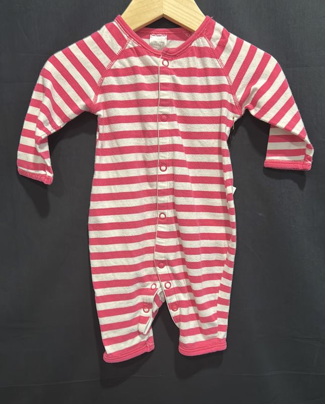0-3m Bonds Pink Striped Short Romper