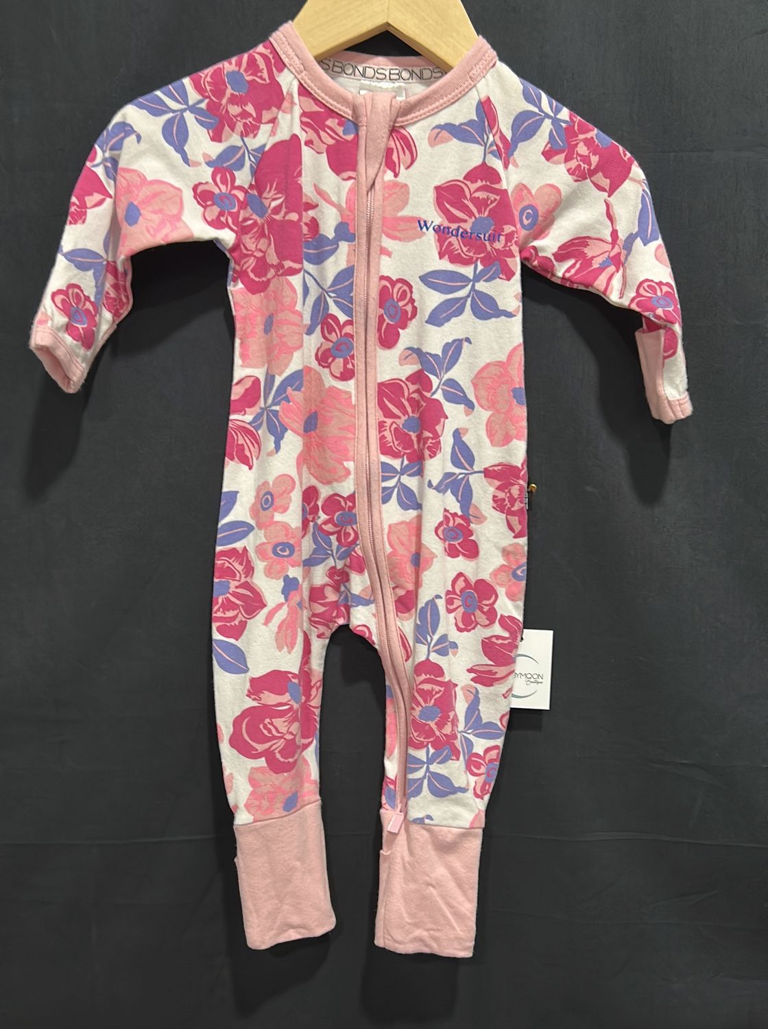 0-3m Bonds Pink/White Floral Sleeper