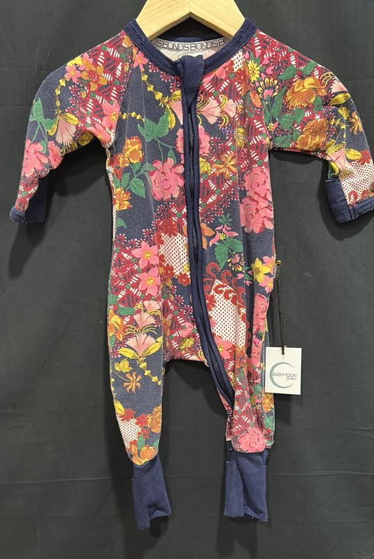 0-3m bonds Navy/Pink Floral Sleeper