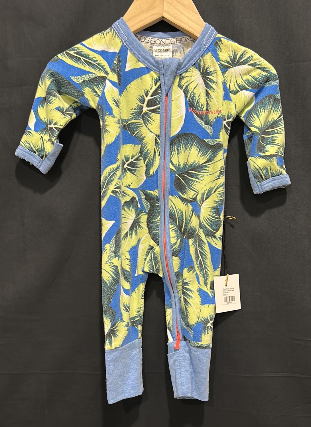 Newborn Bonds Blue/Green Leaf Sleeper