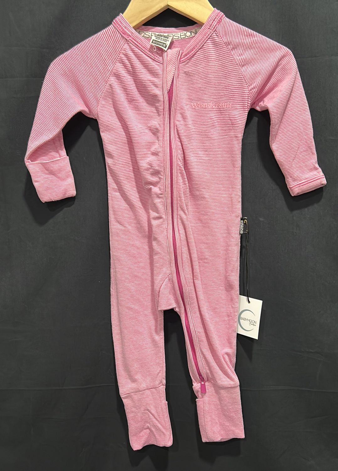 0-3m Bonds Pink White Striped Sleeper