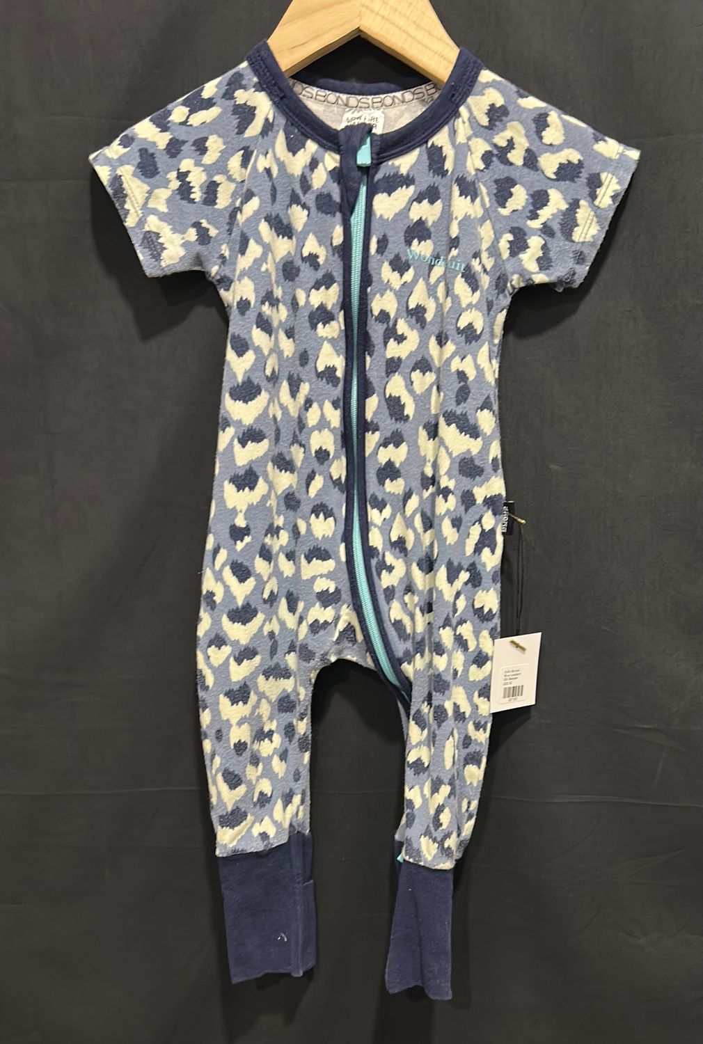 3-6m Bonds Blue Leopard SS Sleeper