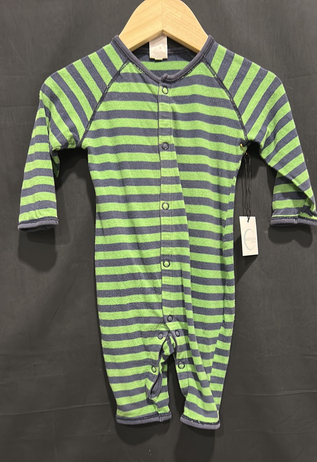 3-6m Bonds Green Striped Short Romper
