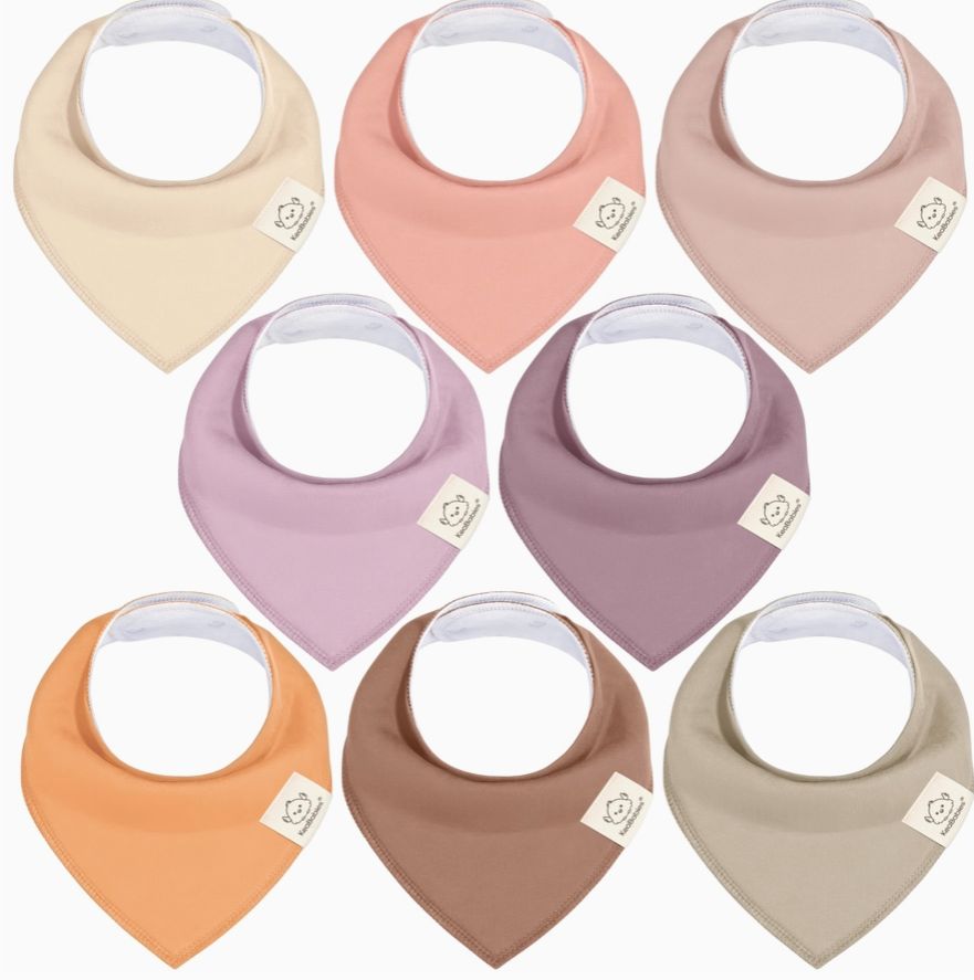 8 Pack Baby Bandana Bibs Mauve