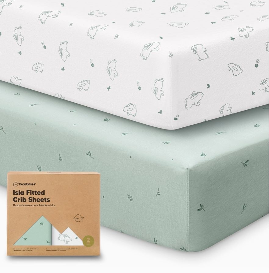 2 Pack Isla Fitted Crib Sheets, Colour: Bunnies