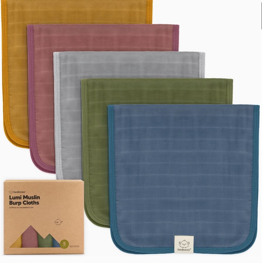 5 Pack Muslin Burp Cloths, Colour: Corals