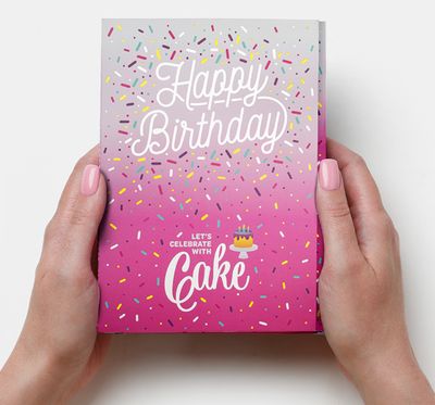 Pink Happy Birthday Cake Card