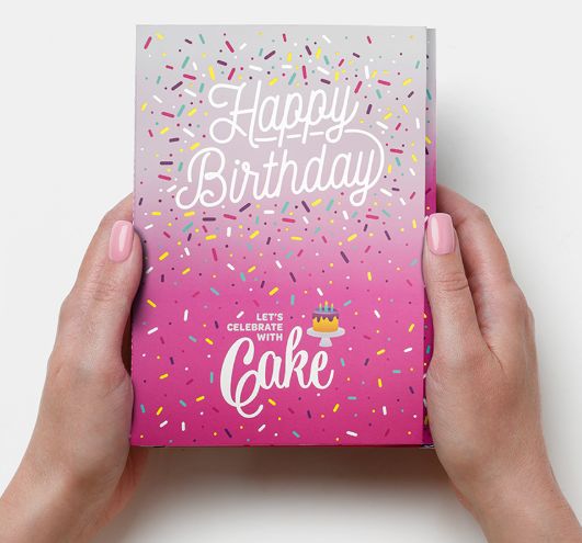 Pink Happy Birthday Cake Card