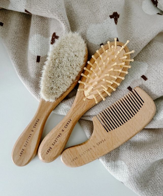 3pc Wooden Hair Brush Set