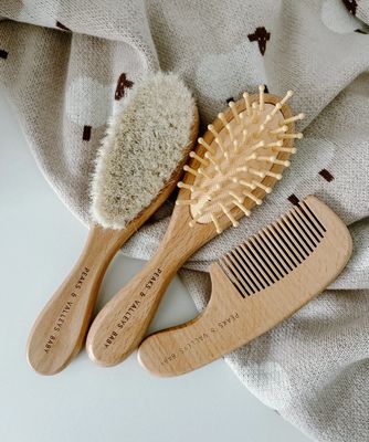 3pc Wooden Hair Brush Set