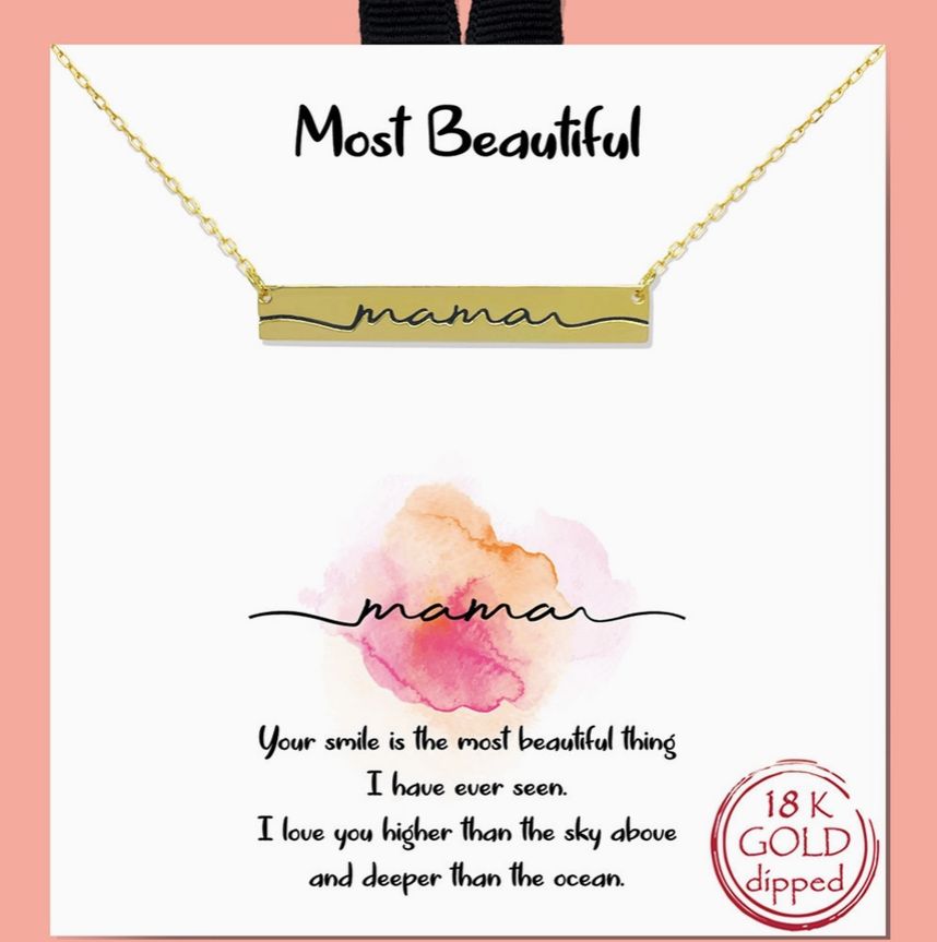 Mama Bar Necklace Gold