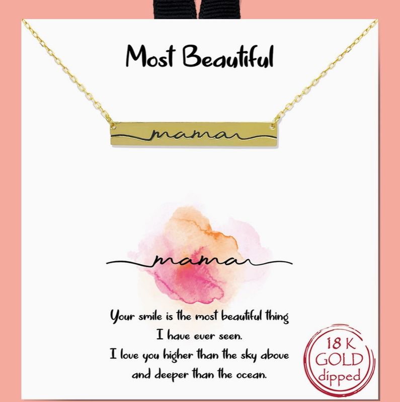 Mama Bar Necklace Gold