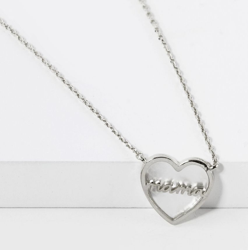 Mama Heart Necklace, Colour: Silver