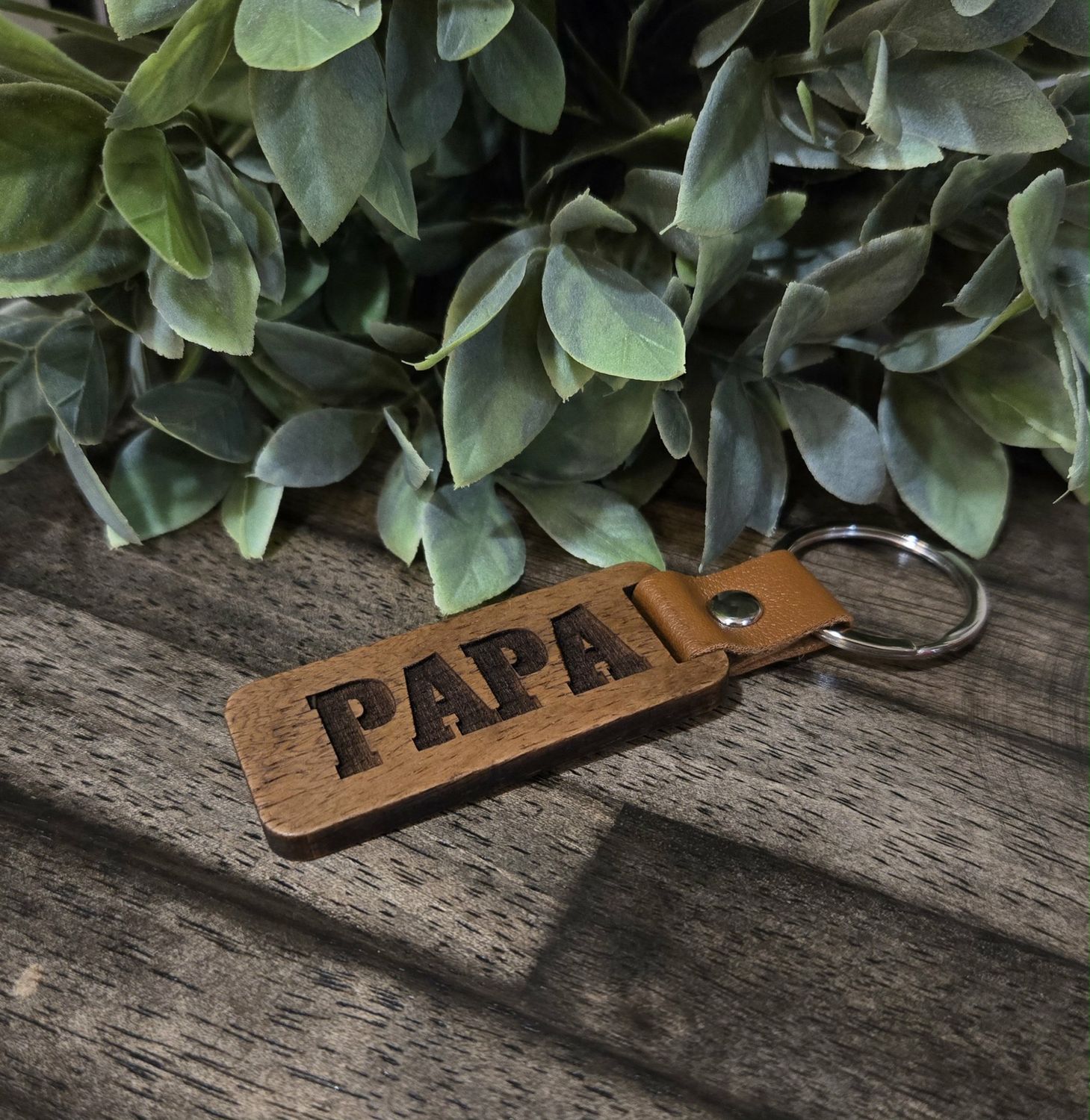 Papa Wood Keychain