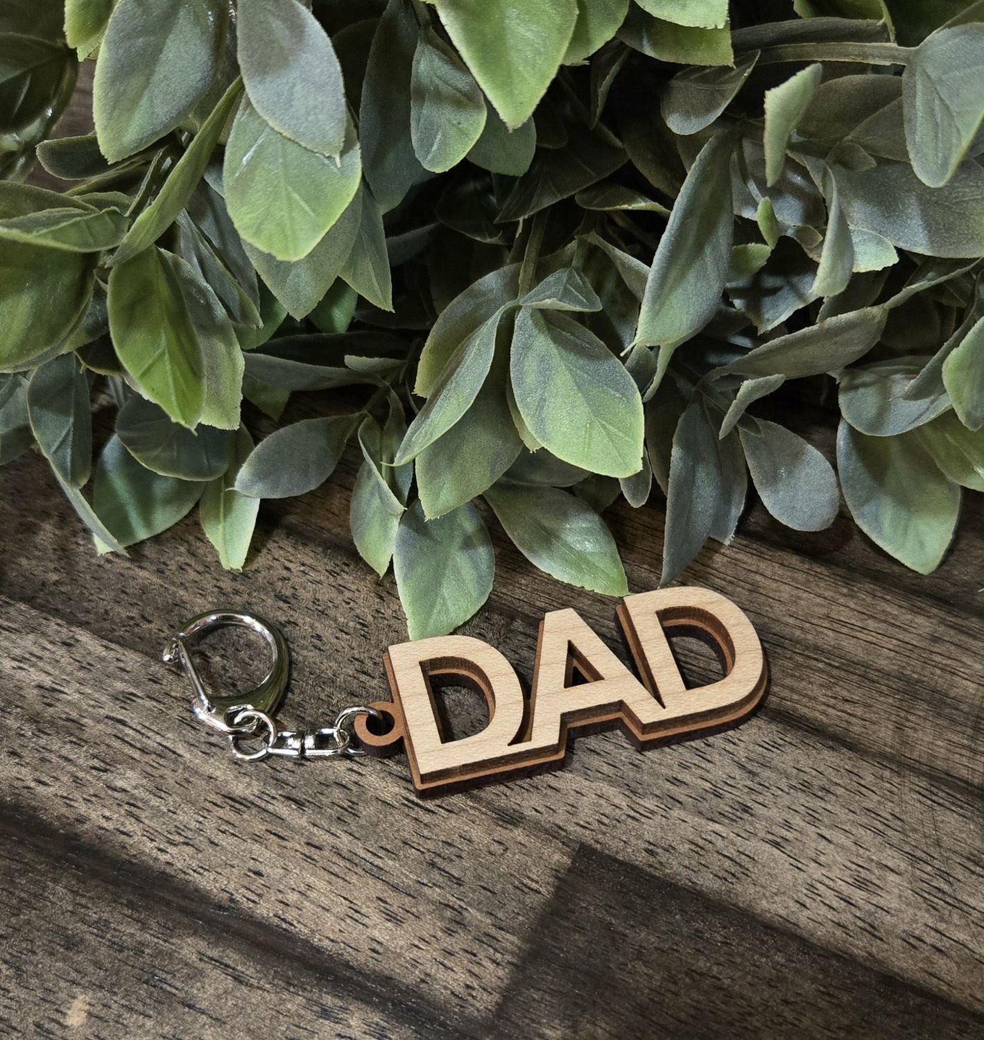 Dad Wood Keychain