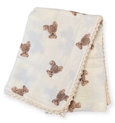 Organic Cotton Muslin Swaddle Teddy Bear