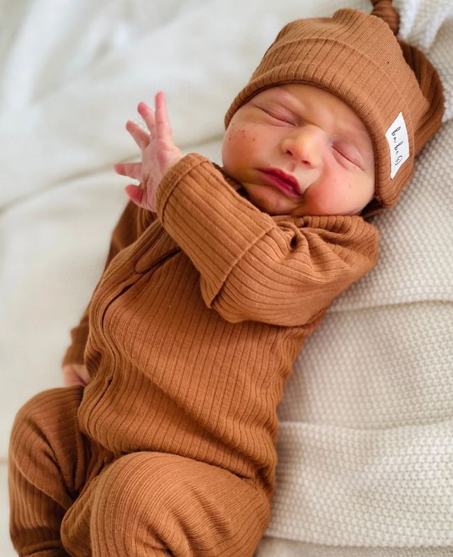 Rust Organic Cotton Ribbed Sleeper