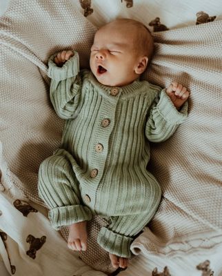 Sage Knit Romper 0-3m